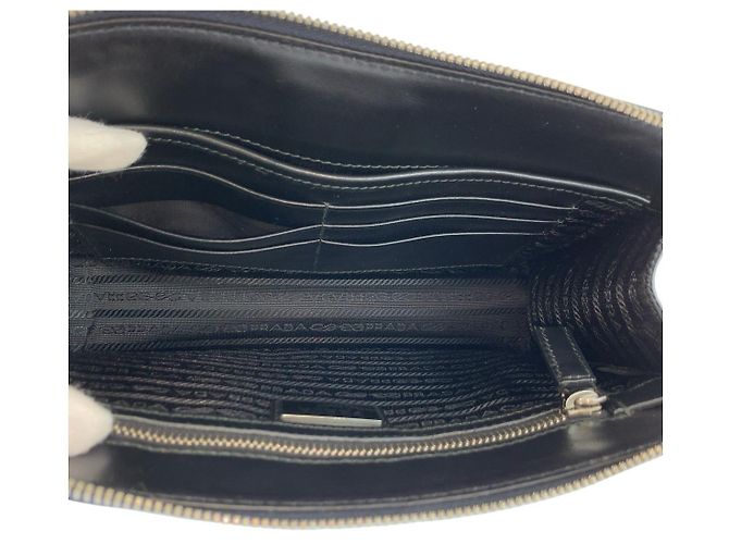 Pochette en cuir Saffiano crocodile Prada Bleu - vue 6