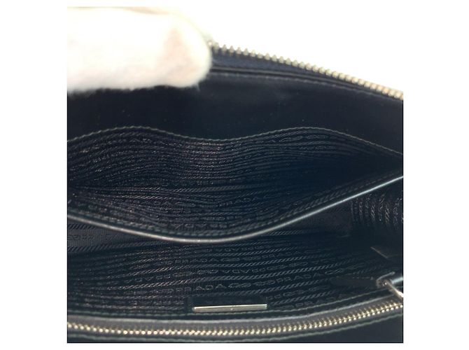 Pochette en cuir Saffiano crocodile Prada Bleu - vue 7
