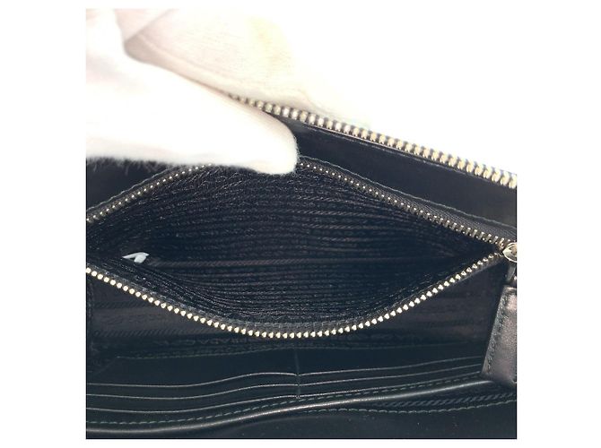 Pochette en cuir Saffiano crocodile Prada Bleu - vue 8