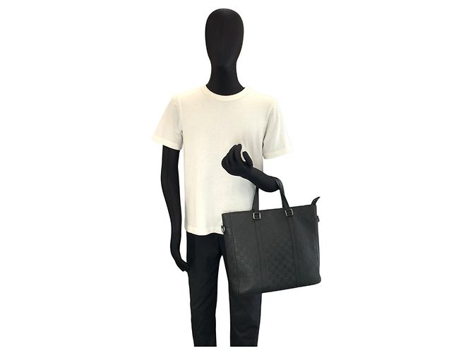 Borsa Tote Louis Vuitton Damier Infini Tadao PM Nero - vista 7