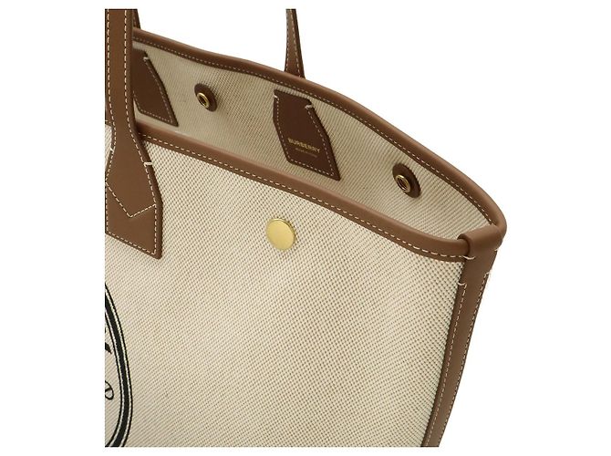 Burberry Canvas Leather Round Logo Tote Bag Braun - Ansicht 6