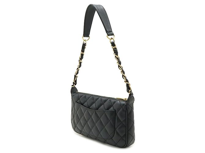 Borsa a Spalla Chanel Caviar Matelasse Chain Nero - vista 2