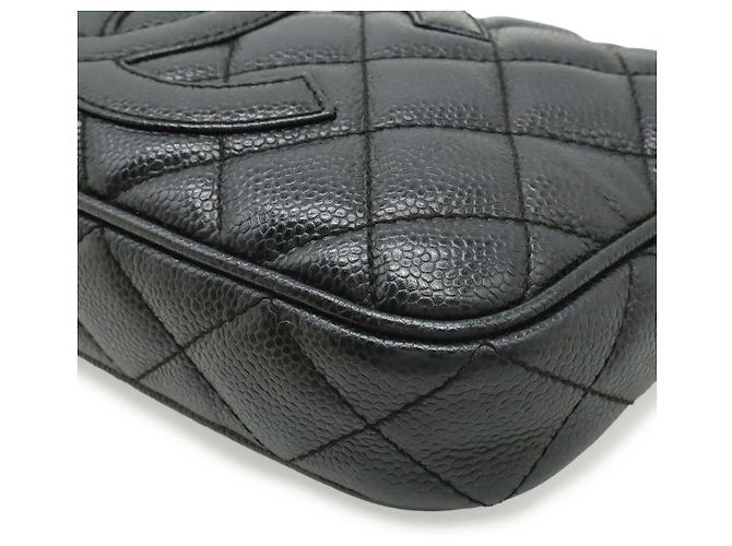 Borsa a Spalla Chanel Caviar Matelasse Chain Nero - vista 3
