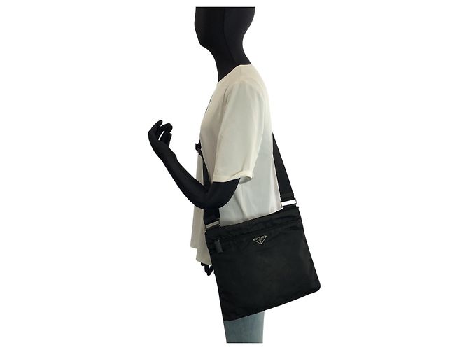 Borsa a tracolla in nylon Tessuto con logo triangle Prada Nero - vista 7