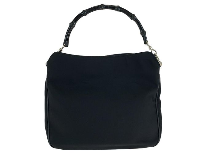 Bamboo Bolso de hombro de nailon y cuero con detalle de bambú Gucci Negro - vista 2