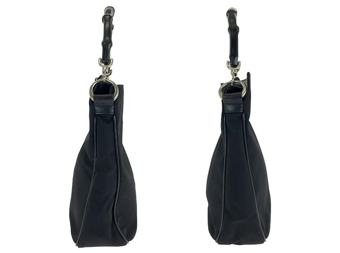 Bamboo Bolso de hombro de nailon y cuero con detalle de bambú Gucci Negro - vista 8