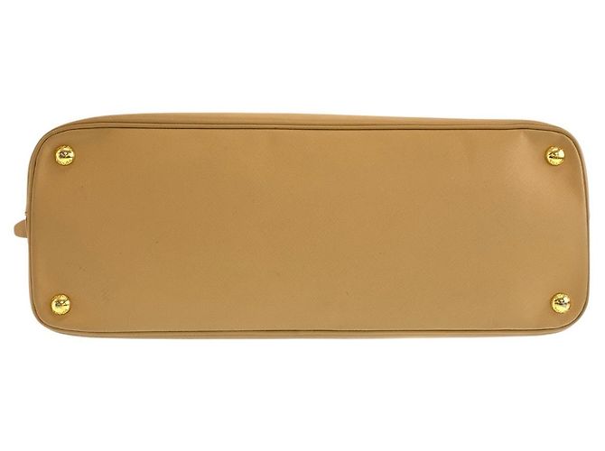 Prada Saffiano Leder Triangle Logo Tote Braun Beige - Ansicht 10