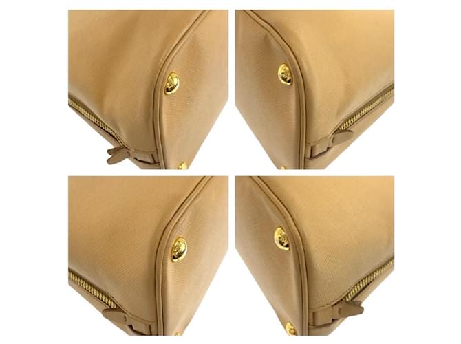 Prada Saffiano Leder Triangle Logo Tote Braun Beige - Ansicht 4