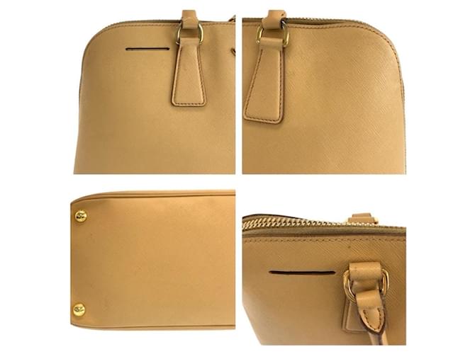 Prada Saffiano Leder Triangle Logo Tote Braun Beige - Ansicht 6