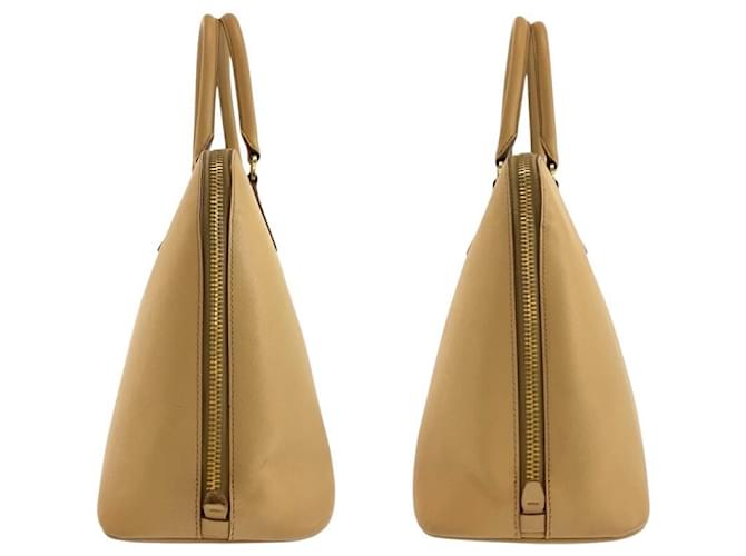 Prada Saffiano Leder Triangle Logo Tote Braun Beige - Ansicht 8