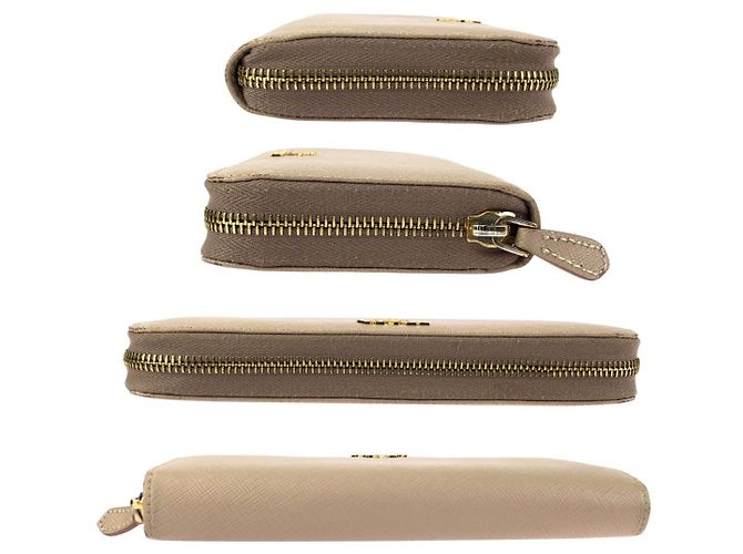 Prada Saffiano Leder Langgeldbörse Braun Beige - Ansicht 10