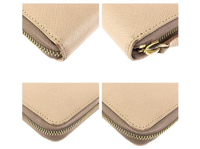 Prada Saffiano Leder Langgeldbörse Braun Beige - Ansicht 4