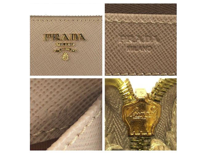 Prada Saffiano Leder Langgeldbörse Braun Beige - Ansicht 5