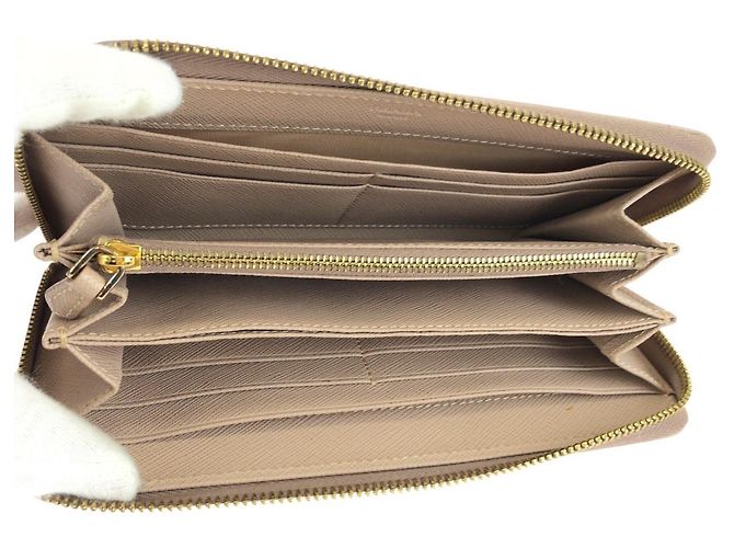 Prada Saffiano Leder Langgeldbörse Braun Beige - Ansicht 8