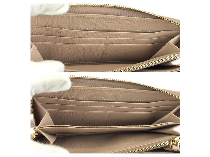 Prada Saffiano Leder Langgeldbörse Braun Beige - Ansicht 9