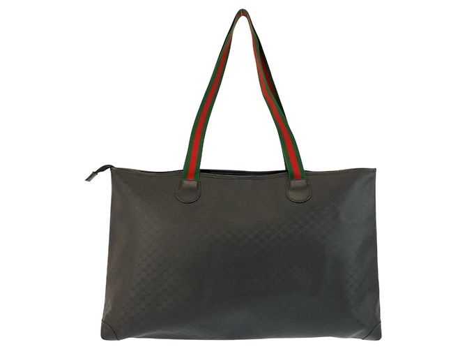 Borsa Tote Gucci Vintage Micro GG nera in PVC Nero - vista 2