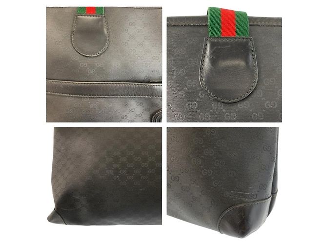 Borsa Tote Gucci Vintage Micro GG nera in PVC Nero - vista 5