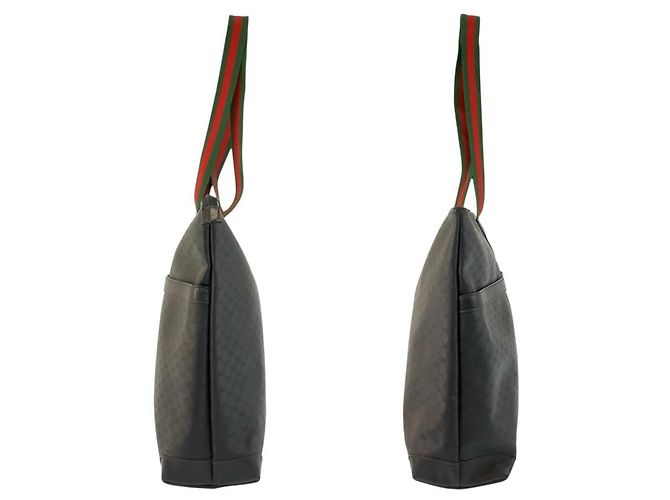 Borsa Tote Gucci Vintage Micro GG nera in PVC Nero - vista 8