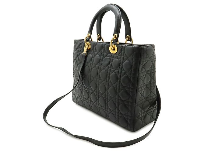 Dior Lady Dior Large Handtasche aus Cannage-Leder Schwarz - Ansicht 2