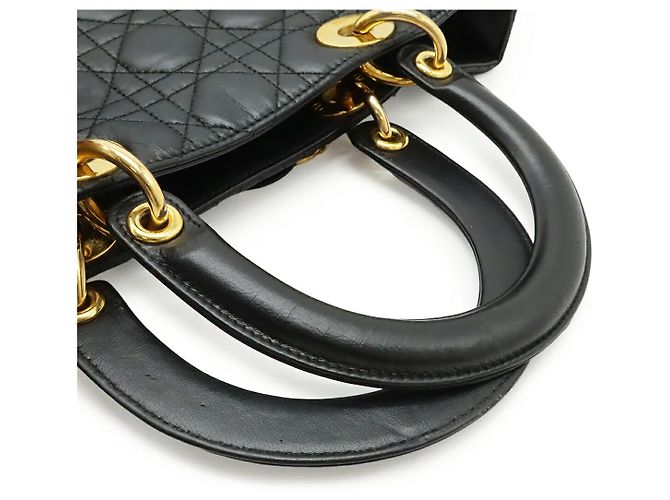 Dior Lady Dior Large Handtasche aus Cannage-Leder Schwarz - Ansicht 4