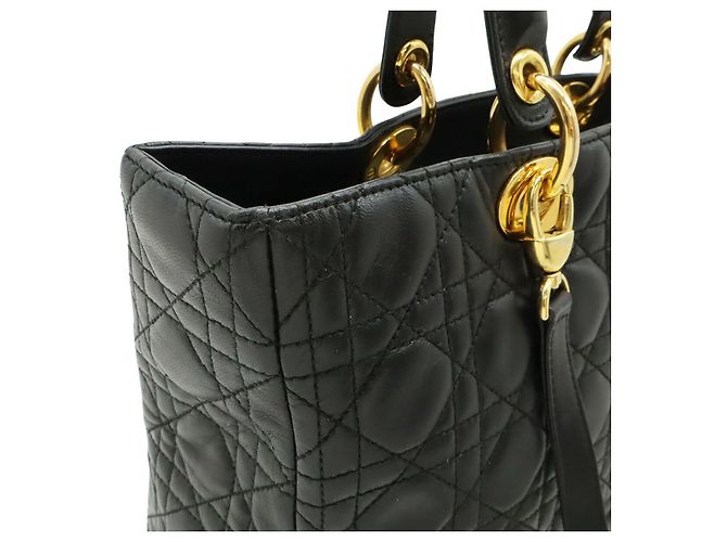 Dior Lady Dior Large Handtasche aus Cannage-Leder Schwarz - Ansicht 7