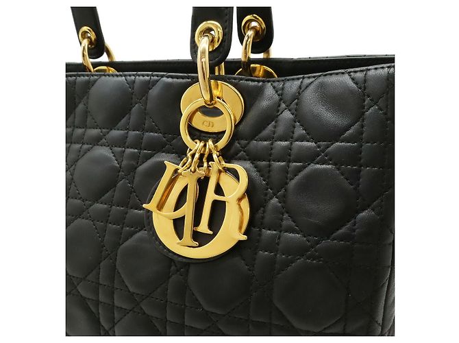 Dior Lady Dior Large Handtasche aus Cannage-Leder Schwarz - Ansicht 8