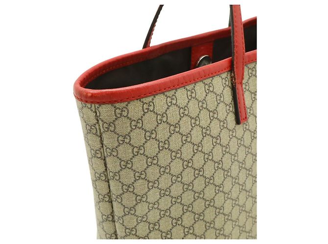 Borsa Tote per bambini Gucci Micro GG in PVC e pelle Marrone Beige - vista 7