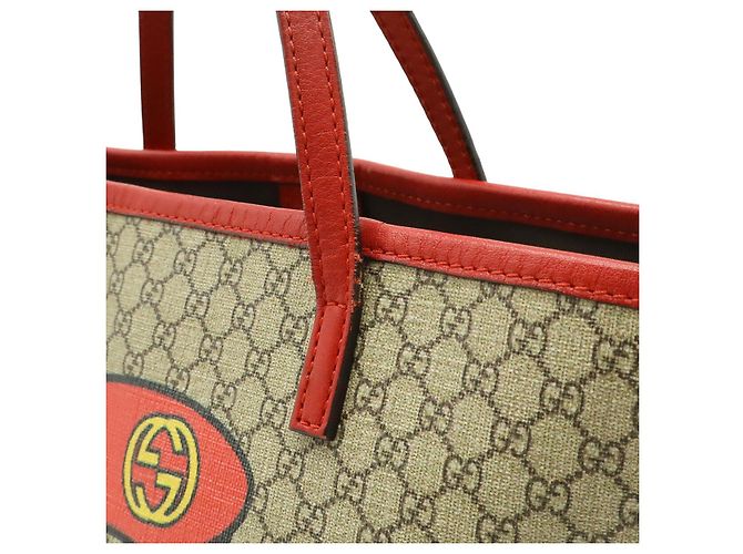 Borsa Tote per bambini Gucci Micro GG in PVC e pelle Marrone Beige - vista 8