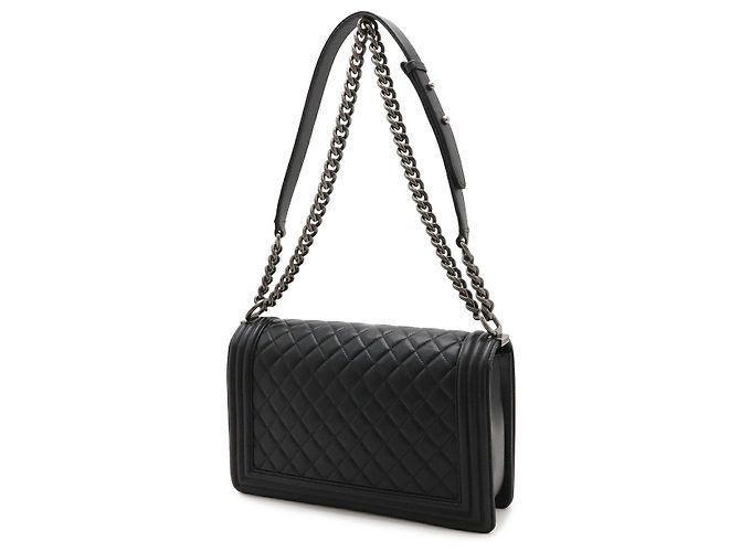Borsa Chanel Boy Matelasse in agnello con catena Nero - vista 2