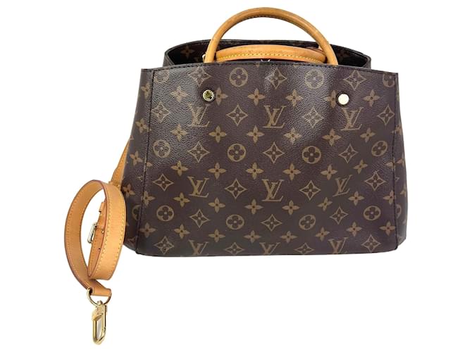 Borsa a Spalla Louis Vuitton Montaigne MM Monogram Marrone - vista 2