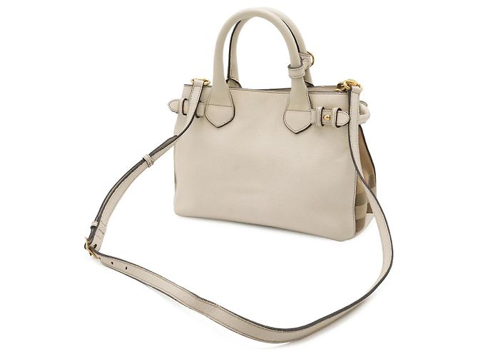 Borsa Burberry Banner Small Side Check in pelle e tela Marrone Beige - vista 2