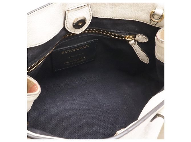 Borsa Burberry Banner Small Side Check in pelle e tela Marrone Beige - vista 6