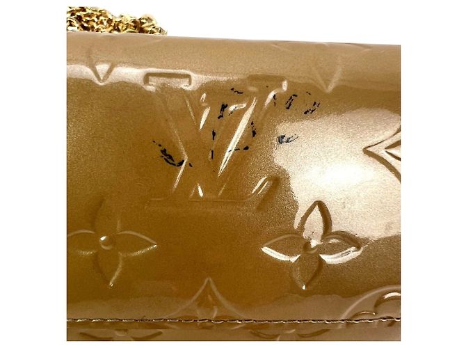 Portafoglio Louis Vuitton Sarah Vernis Beige Poudre Giallo - vista 4