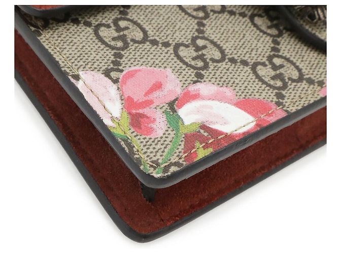 Borsa Super Mini Gucci Dionysus GG Blooms Beige Rosa Marrone - vista 3