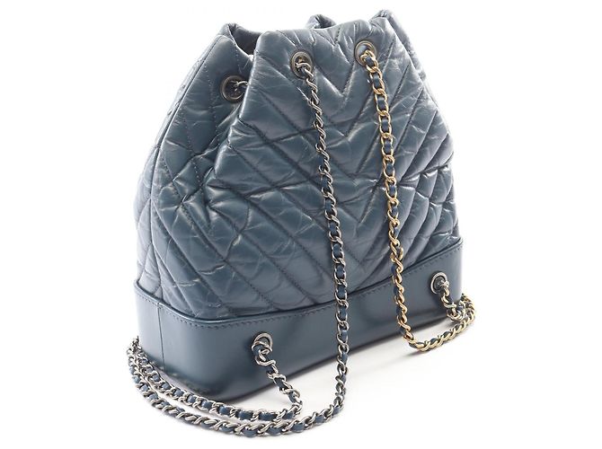 Chanel Gabrielle Small Lederrucksack Blau - Ansicht 9