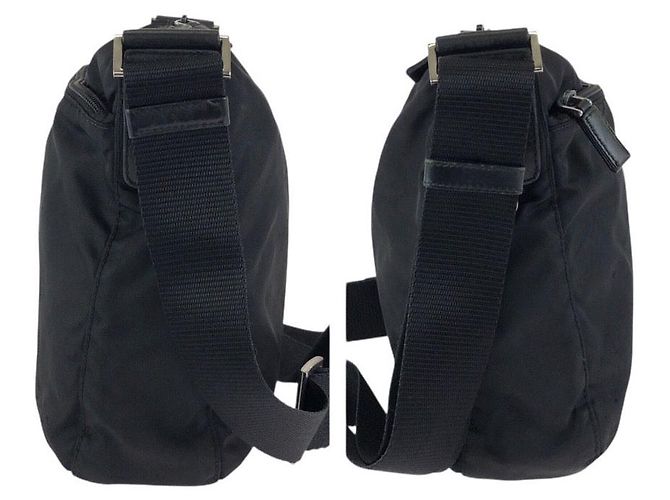 Bolso de hombro de nylon Prada Tessuto con logotipo triangle Negro - vista 8