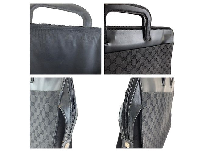 Maletín de lona GG y cuero Gucci Negro - vista 6