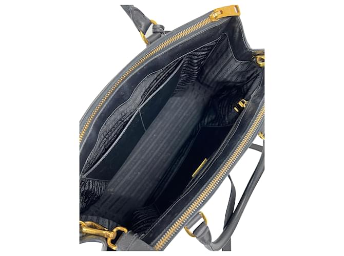 Borsa Tote Prada Saffiano Leather Double Zip Black Nero - vista 10