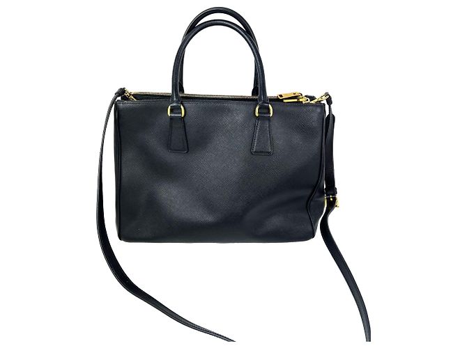 Borsa Tote Prada Saffiano Leather Double Zip Black Nero - vista 2
