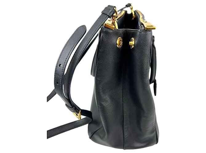 Borsa Tote Prada Saffiano Leather Double Zip Black Nero - vista 5