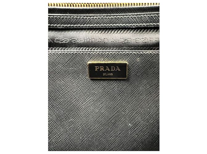 Borsa Tote Prada Saffiano Leather Double Zip Black Nero - vista 8
