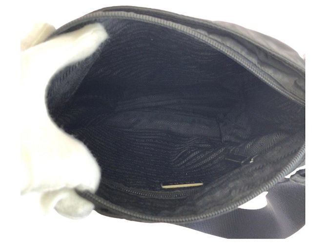 Bolso de hombro de nylon Prada Tessuto con logotipo triangle Negro - vista 9