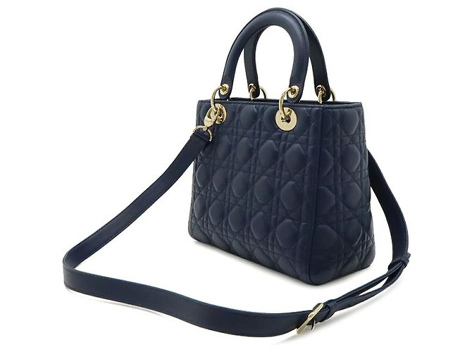 Borsa Lady Dior Dior in pelle Cannage Blu - vista 2