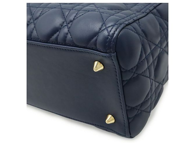 Borsa Lady Dior Dior in pelle Cannage Blu - vista 3