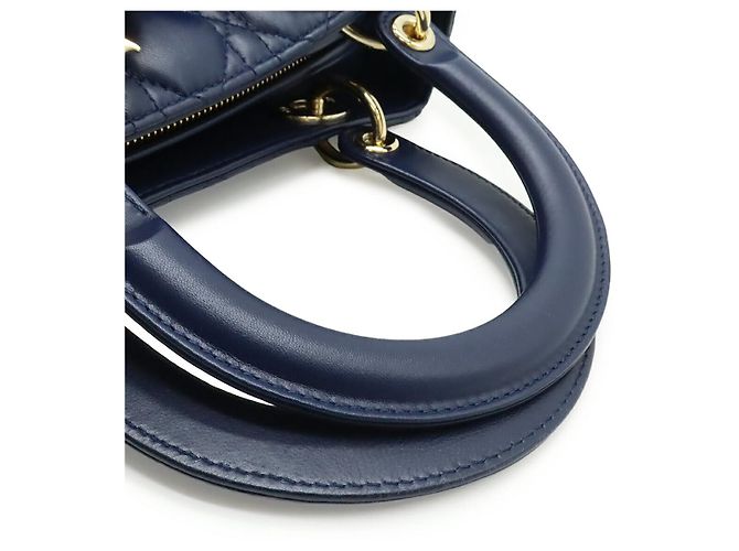 Borsa Lady Dior Dior in pelle Cannage Blu - vista 4
