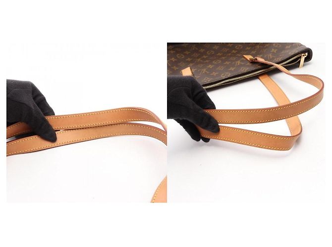 Borsa Tote Louis Vuitton Cabas Mezzo in tela rivestita Monogram Marrone - vista 10