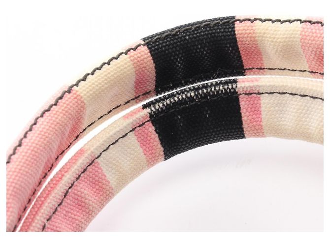 Prada CANAPA RIGHE Canvas Tote Bag Pink - Ansicht 7