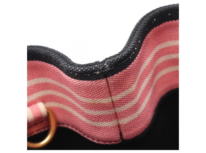 Prada CANAPA RIGHE Canvas Tote Bag Pink - Ansicht 8