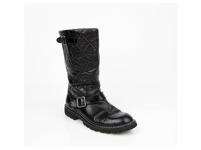 Botas Biker Chanel em pele preta 39 Preto - vista 2