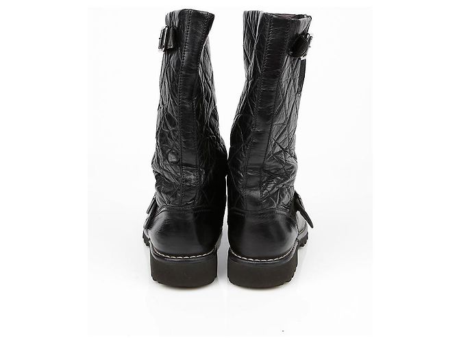Botas Biker Chanel em pele preta 39 Preto - vista 5